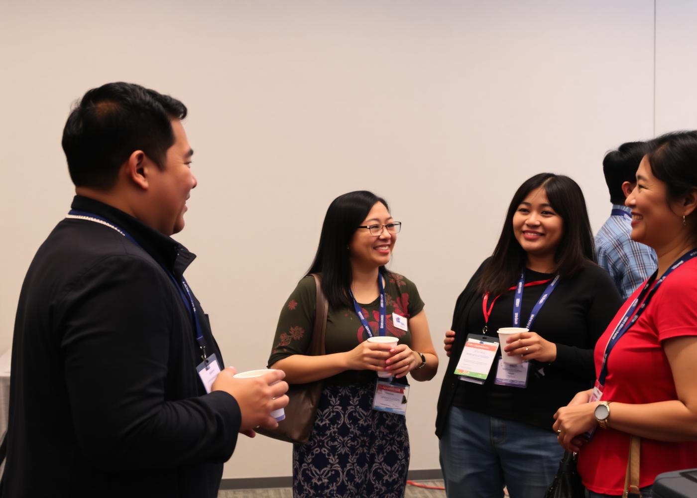 Delegates in conversation during a Congress break